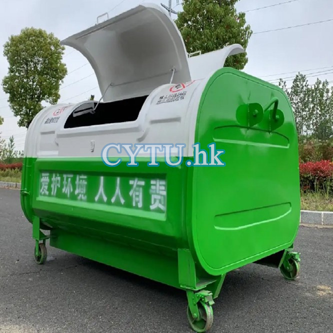 Hook-arm garbage bin