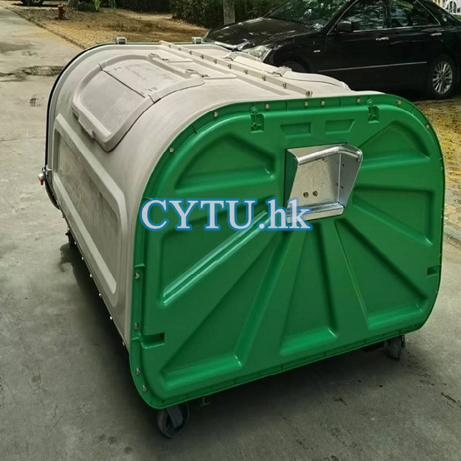 Hook-arm garbage bin